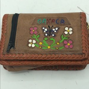 OAXACA Mexico Leather Embossed “Floral” Wallet Women’s Size 5in W X 4in L